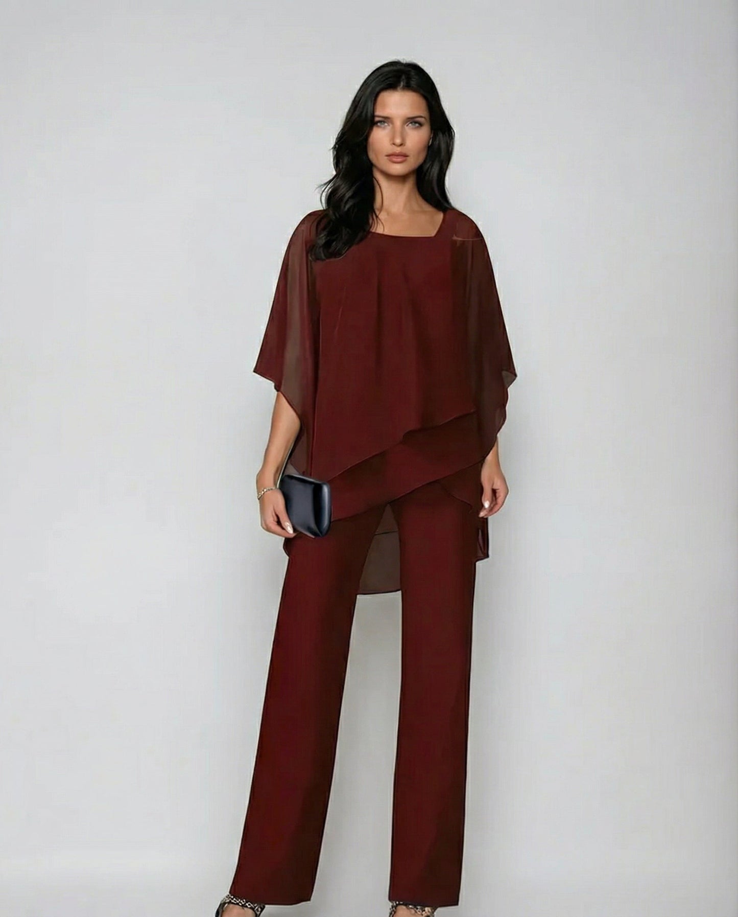 Loretta | Conjunto de algodão e tela com blusa de mangas morcego e calças largas