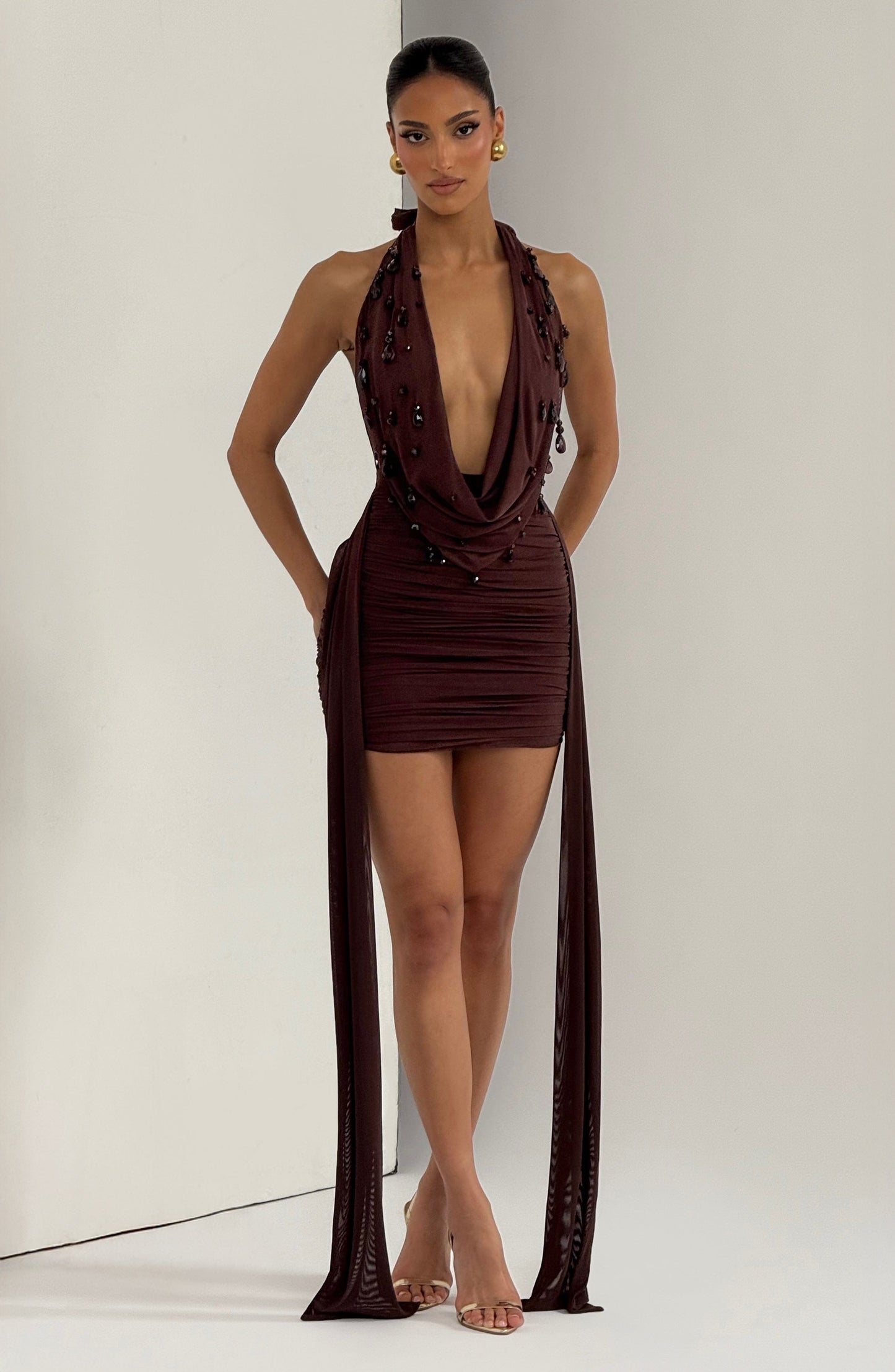Mini Vestido Melona - Castanho Ameixa