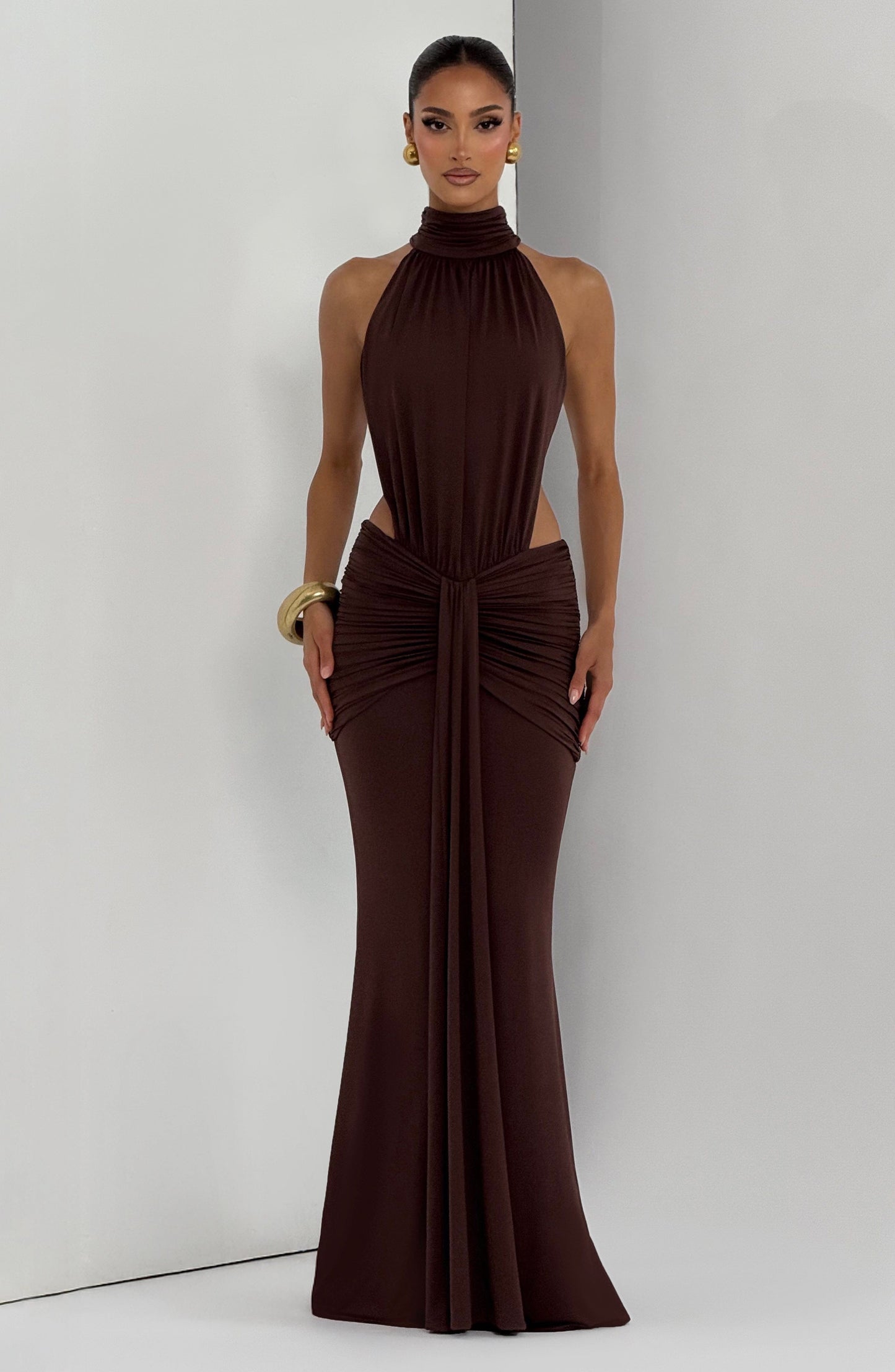 Vestido Comprido Thekla - Castanho Ameixa