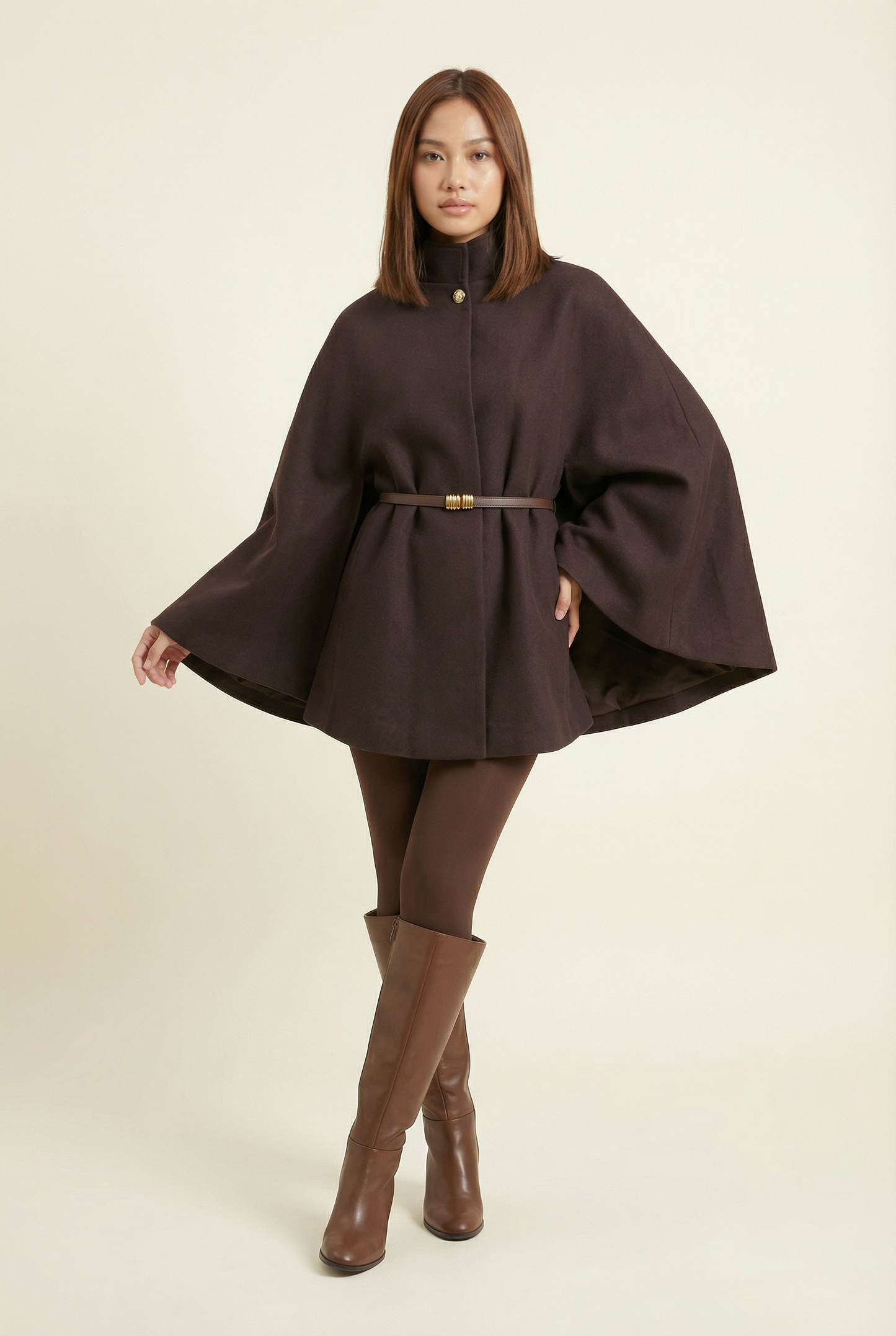 Soline Mid-Length Cape – Brown