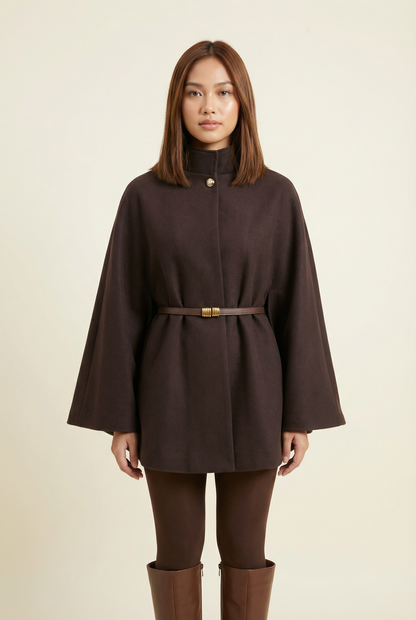Soline Mid-Length Cape – Brown