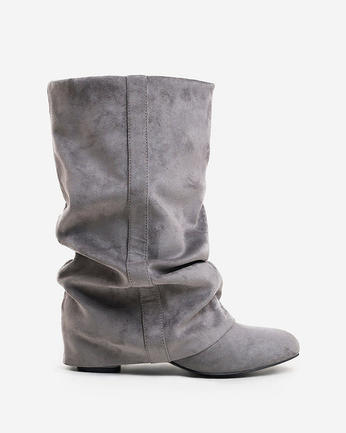Botas Emilia Slouchy de Camurça - Cinzento