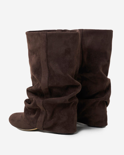 Botas Emilia Slouchy de Camurça - Chocolate Escuro