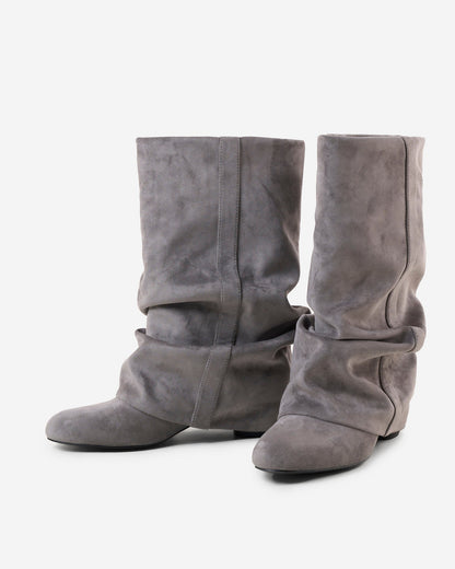 Botas Emilia Slouchy de Camurça - Cinzento