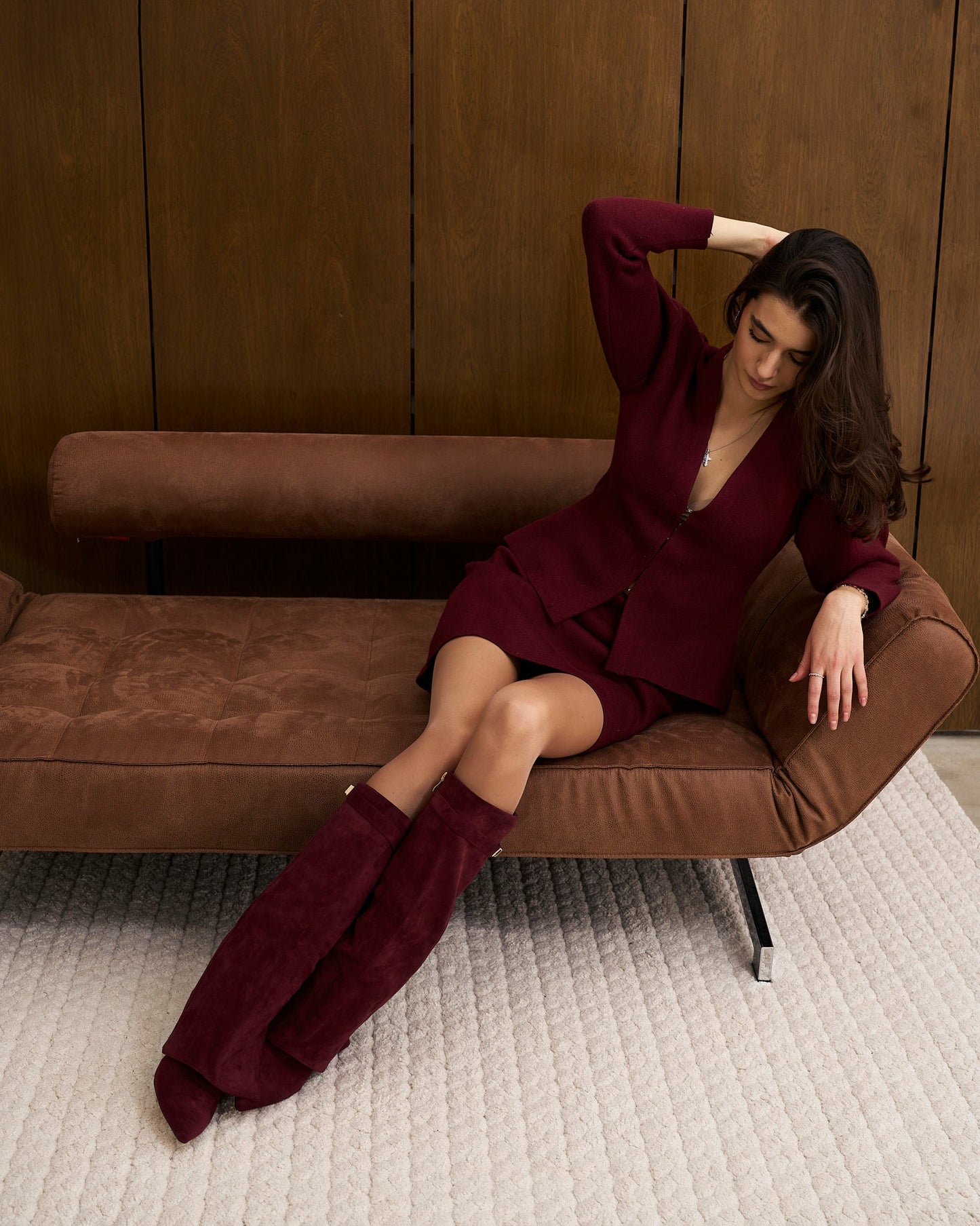 Botas de cano alto Lavista Suede - Borgonha