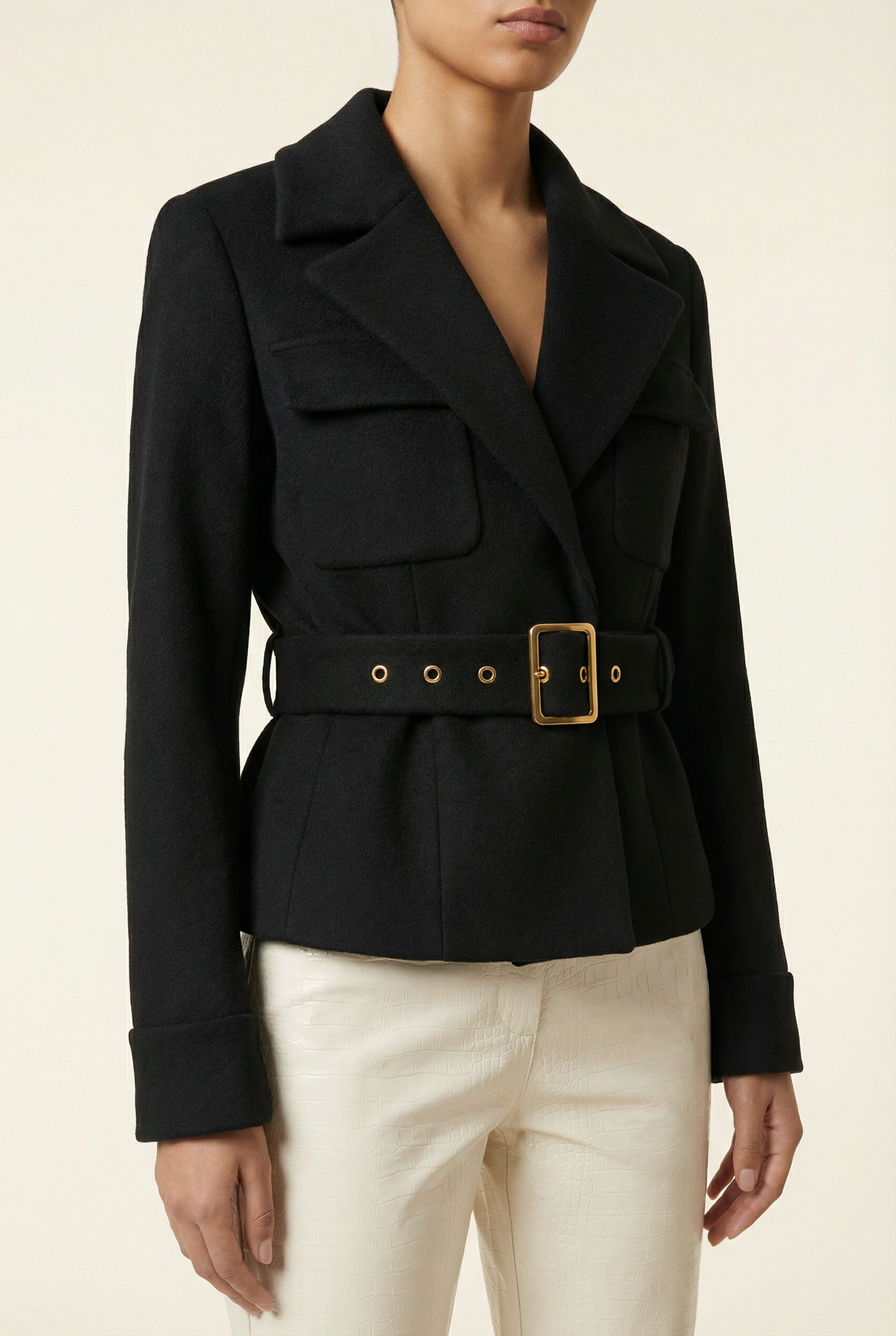 Claudia Short Belted Blazer – Black