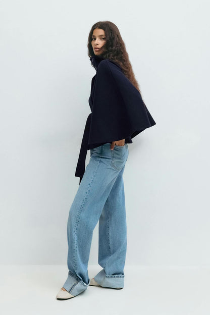 Capella Short Cape Coat – Navy Blue