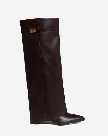Botas de cano alto em pele Lavista - Castanhas