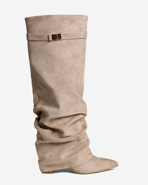 Botas altas Lavista Slouchy de camurça - Bege