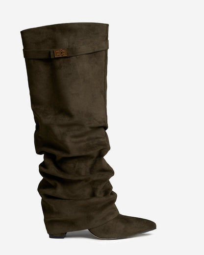 Botas de cano alto Lavista Slouchy Suede - Verde-azeitona