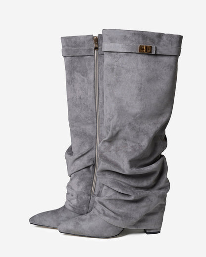 Botas de cano alto Lavista Slouchy Suede – Cinzento