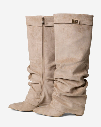 Botas altas Lavista Slouchy de camurça - Bege