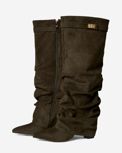 Botas de cano alto Lavista Slouchy Suede - Verde-azeitona
