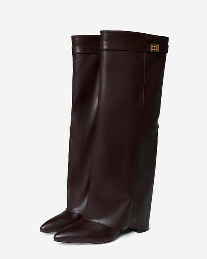 Botas de cano alto em pele Lavista - Castanhas