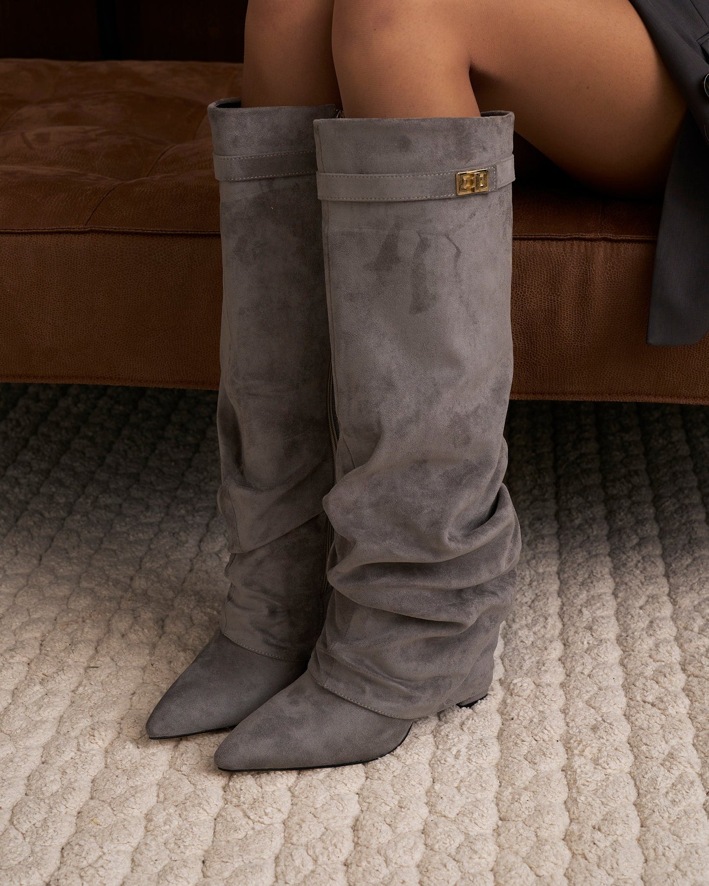 Botas de cano alto Lavista Slouchy Suede – Cinzento