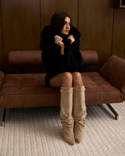 Botas altas Lavista Slouchy de camurça - Bege