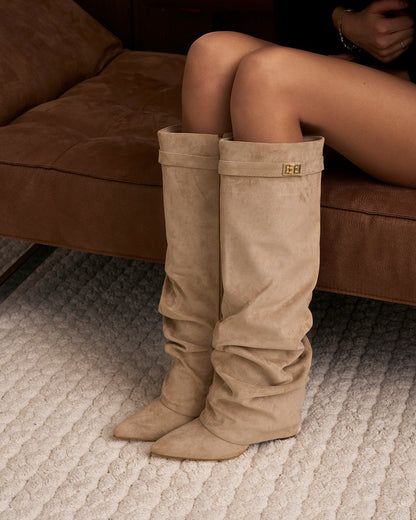 Botas altas Lavista Slouchy de camurça - Bege