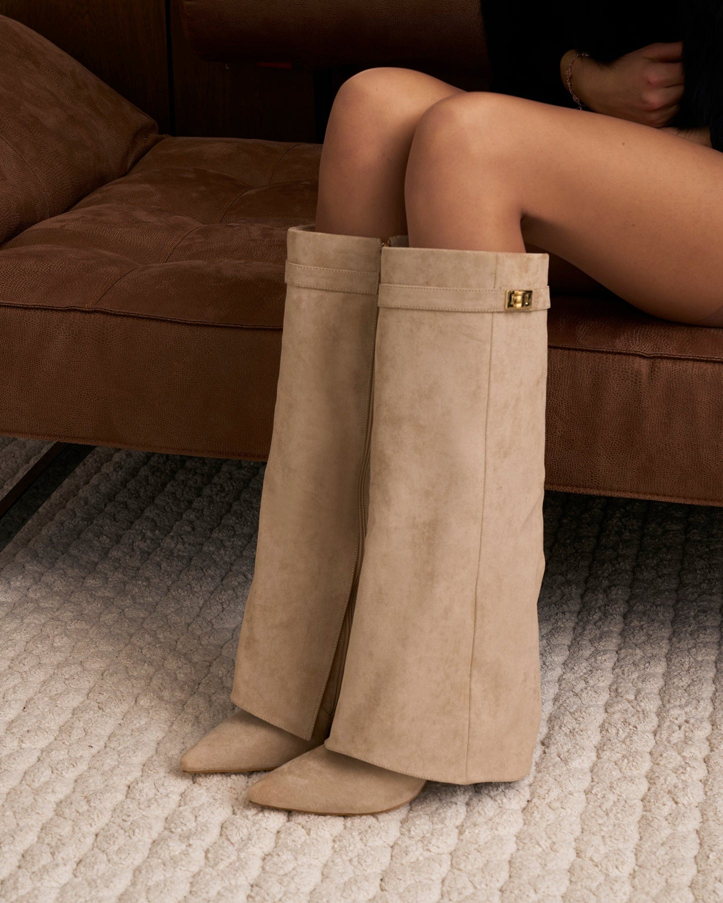 Botas de camurça de cano alto Lavista - Bege
