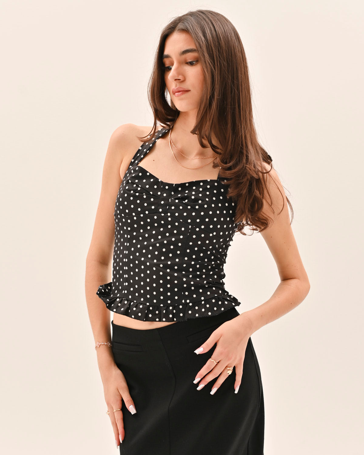 Top de Bolinhas Athena - Preto