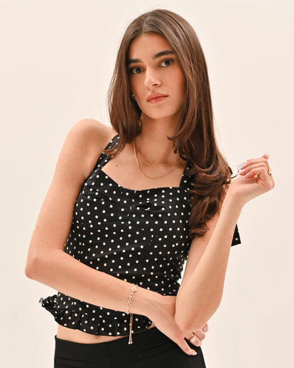 Top de Bolinhas Athena - Preto