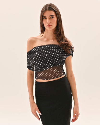 Allura Polka Dot Top - Black