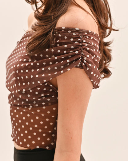 Allura Polka Dot Top - Brown