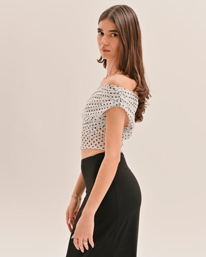 Allura Polka Dot Top - White