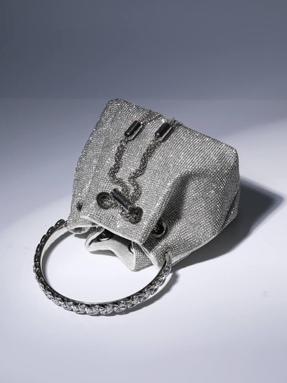 Mala Mattea Crystal Embellished Bucket Bag Prateada