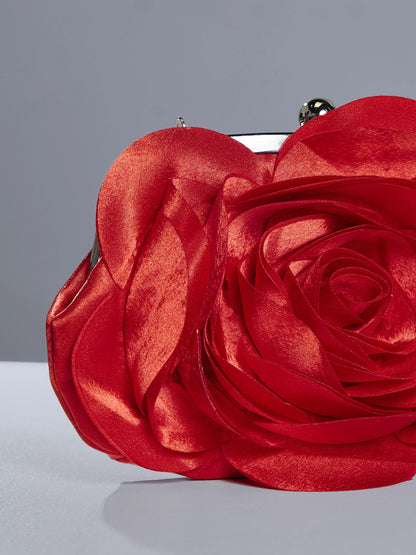 Wells Red Flower Clutch de Cetim