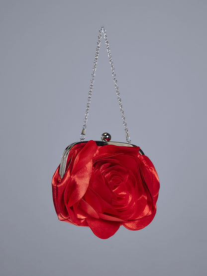 Wells Red Flower Clutch de Cetim