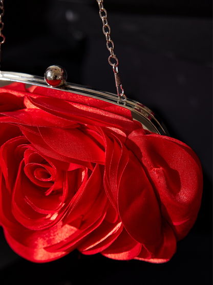 Wells Red Flower Clutch de Cetim