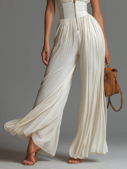 Combinação Zsófia - Combinação de chiffon branco plissado