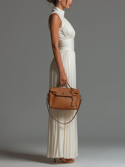 Combinação Zsófia - Combinação de chiffon branco plissado