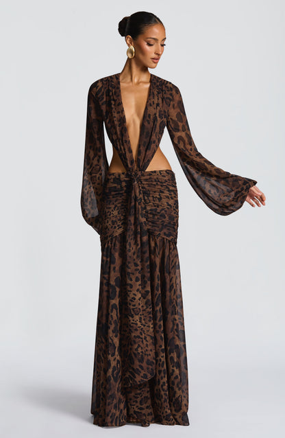 Vestido Comprido Andrina - Padrão Leopardo