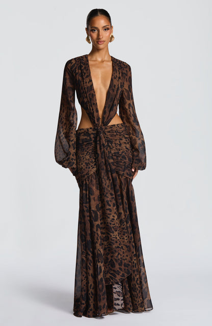 Vestido Comprido Andrina - Padrão Leopardo