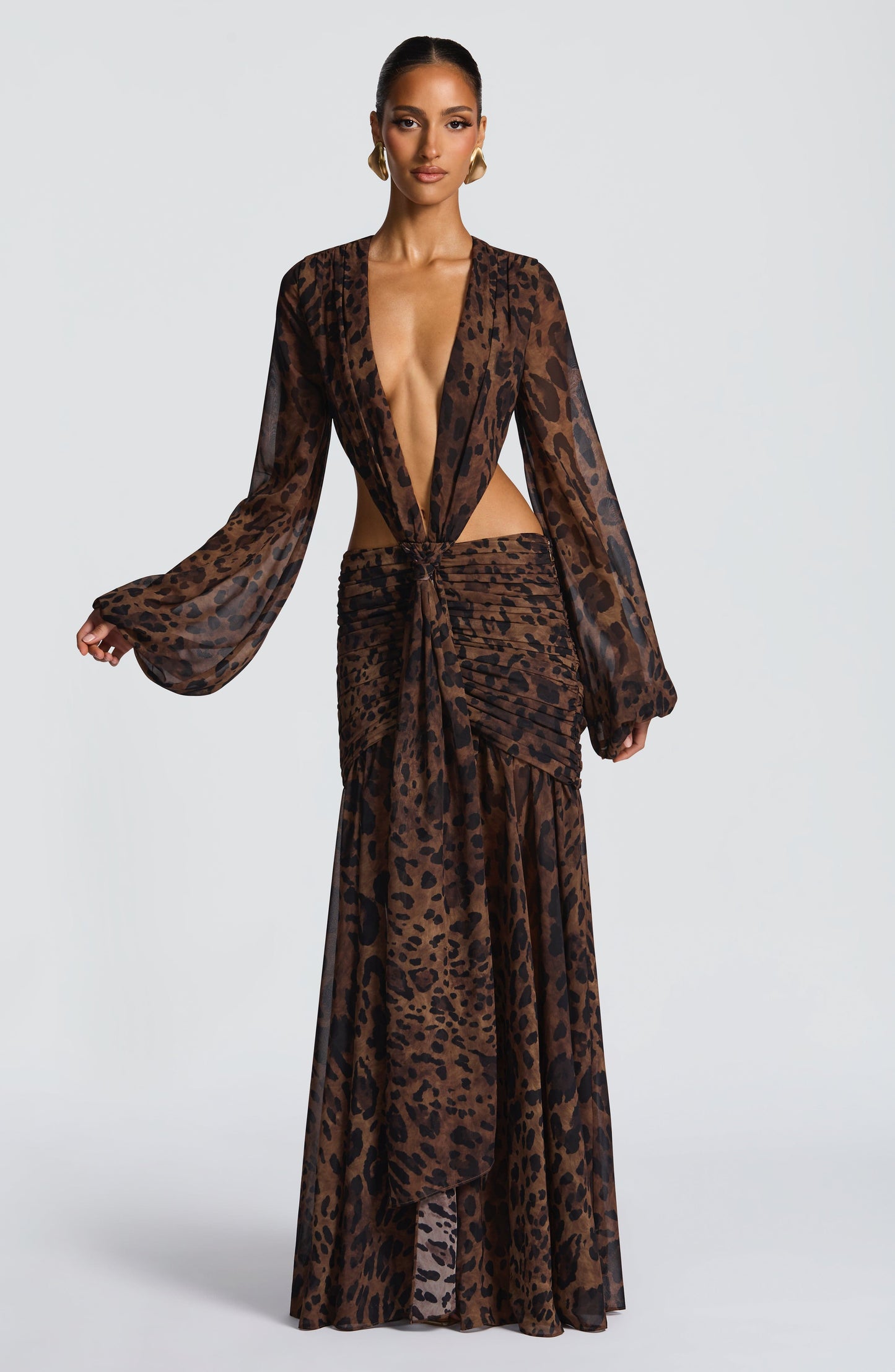 Vestido Comprido Andrina - Padrão Leopardo