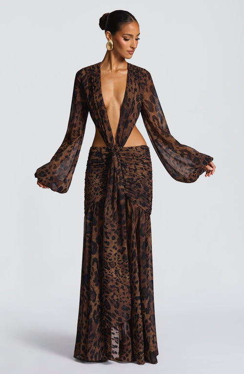Vestido Comprido Andrina - Padrão Leopardo