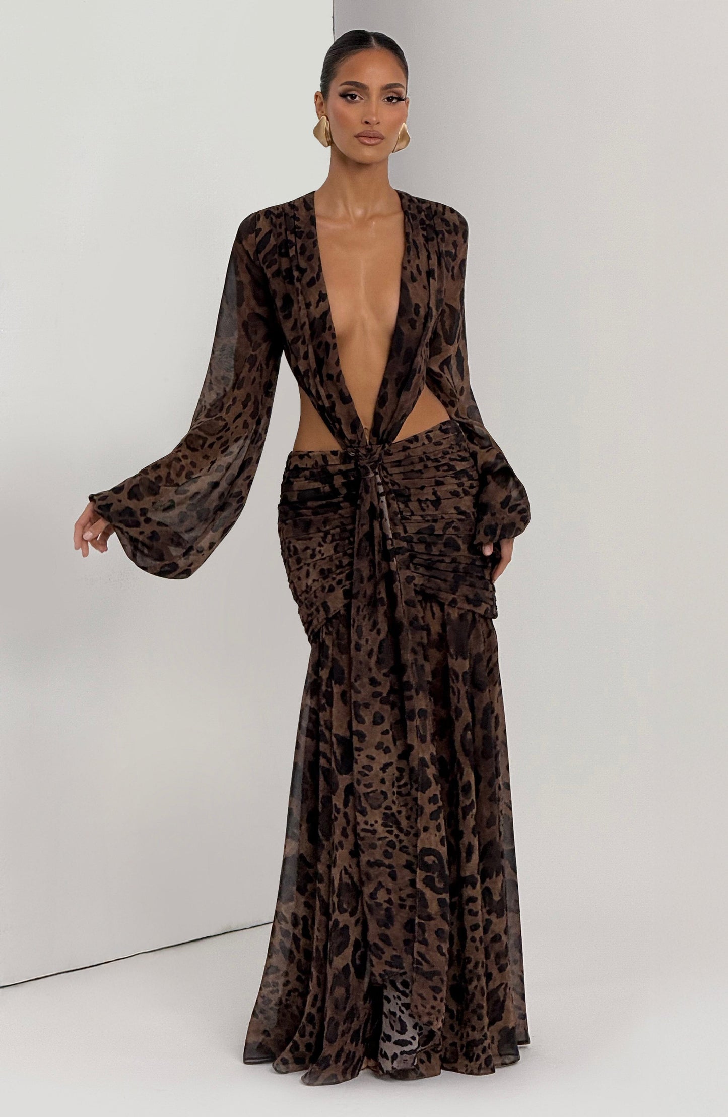 Vestido Comprido Andrina - Padrão Leopardo