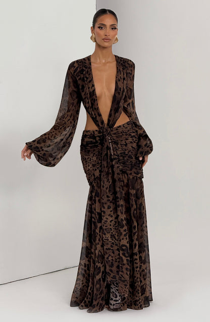 Vestido Comprido Andrina - Padrão Leopardo