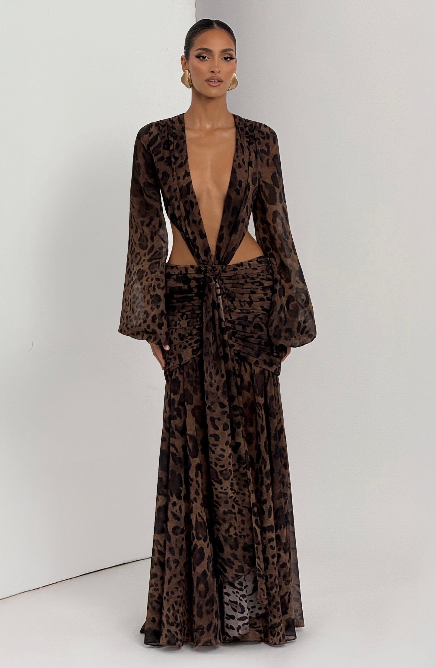 Vestido Comprido Andrina - Padrão Leopardo
