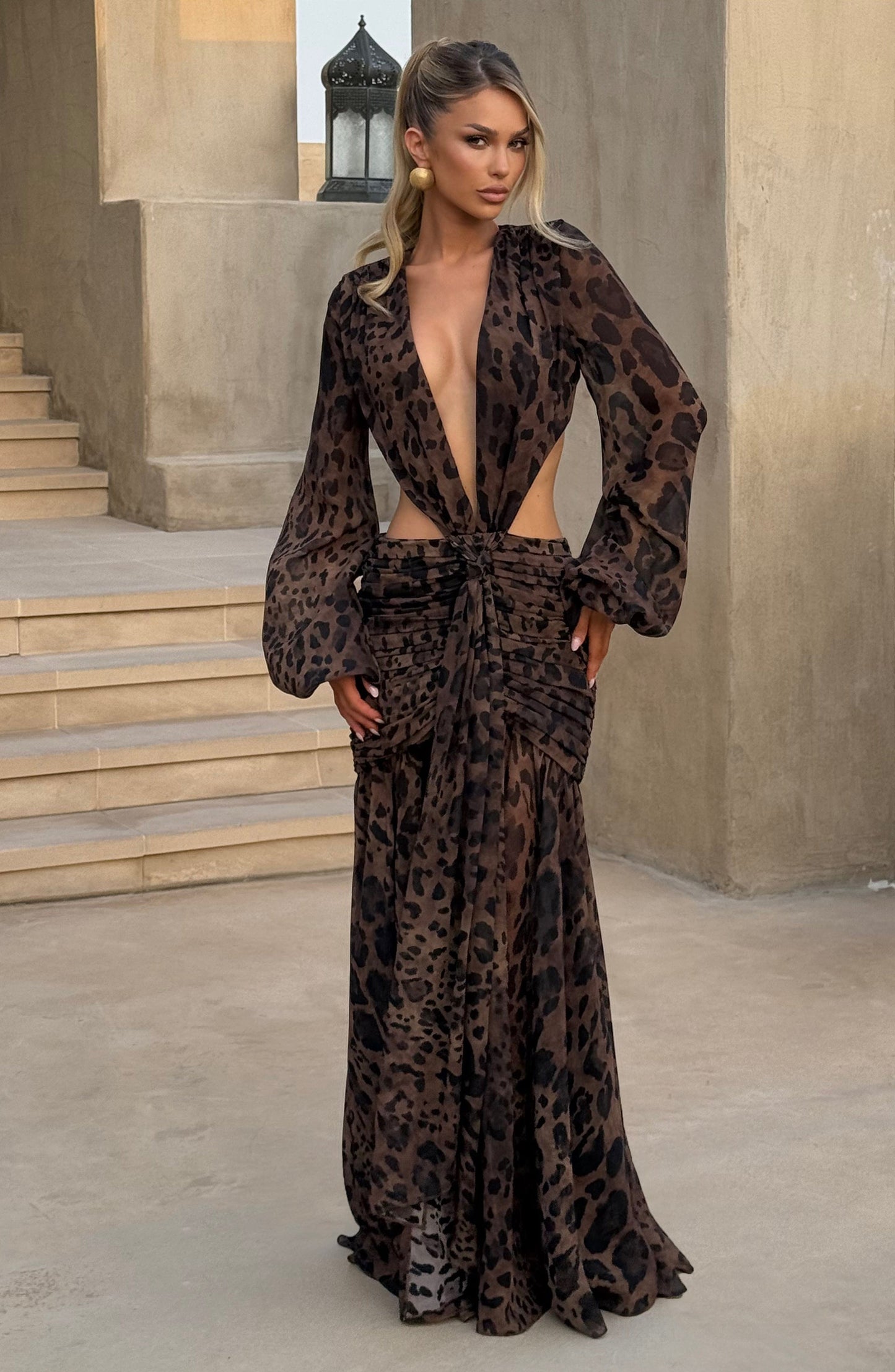 Vestido Comprido Andrina - Padrão Leopardo