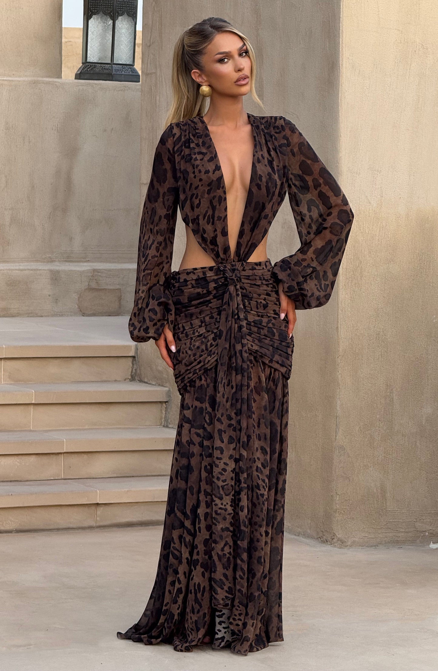 Vestido Comprido Andrina - Padrão Leopardo