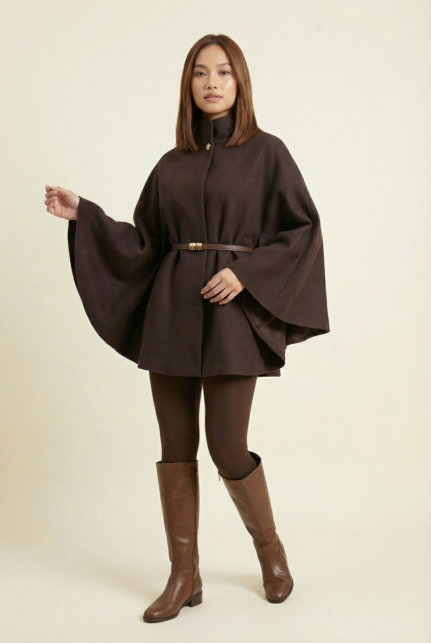 Soline Mid-Length Cape – Brown