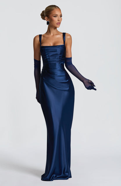 Vestido Comprido Calanthe - Azul Marinho