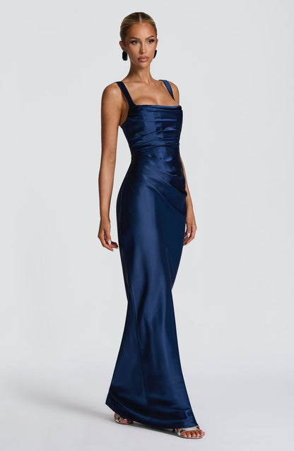 Vestido Comprido Calanthe - Azul Marinho
