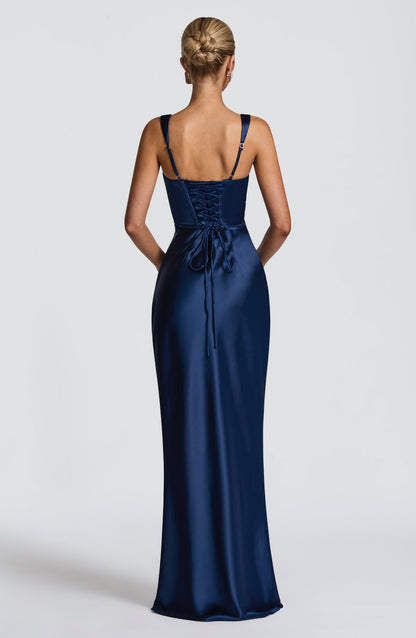 Vestido Comprido Calanthe - Azul Marinho