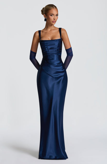 Vestido Comprido Calanthe - Azul Marinho
