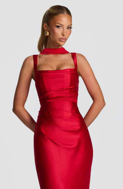 Calanthe Maxi Vestido - Vermelho
