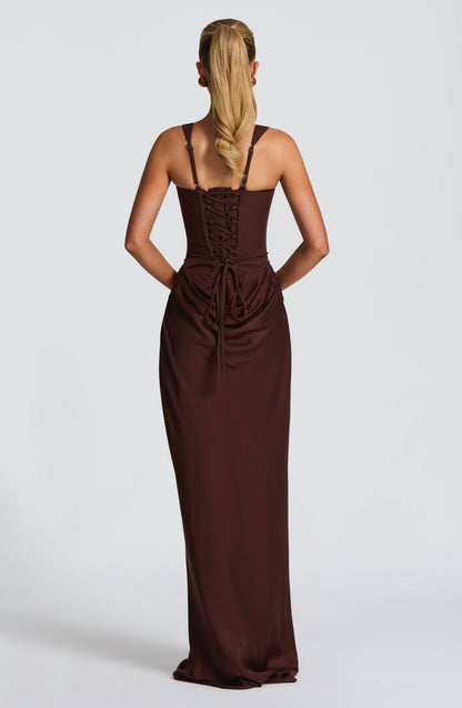 Vestido Comprido Cornelia - Castanho Ameixa
