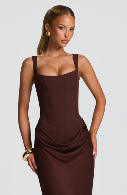 Vestido Comprido Cornelia - Castanho Ameixa